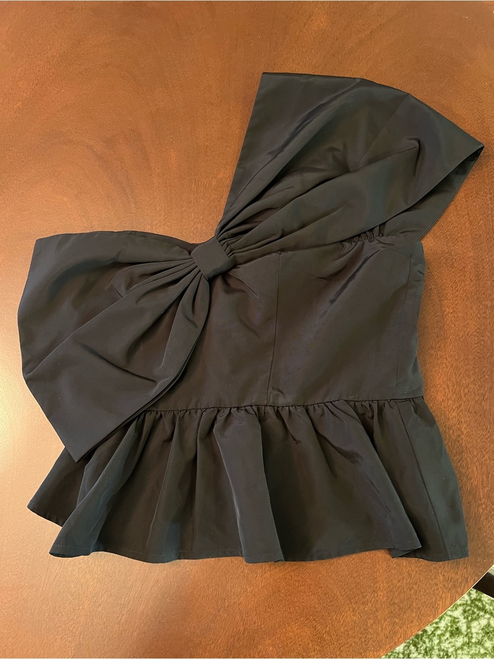 Express Black One-Shoulder Bow Peplum Top